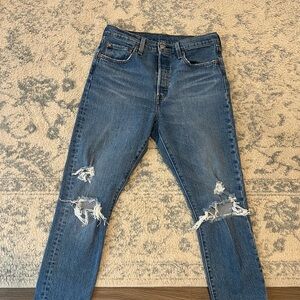 Distressed Blue Jeans